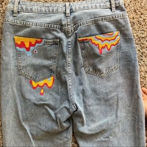 Straight leg light wash jeans